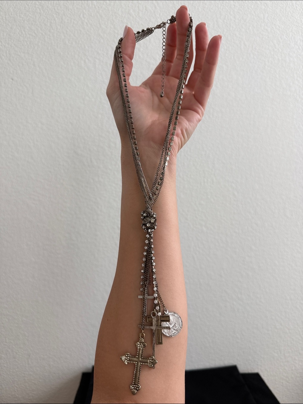Silver Multi-Layer Cross Pendant Necklace - Women Jewelry